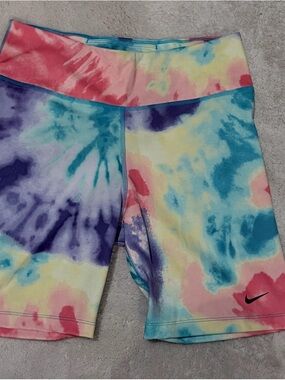 Nike Dri-FIT Tie-Dye Cycling Shorts - Blue, Purple, Yellow, Pink